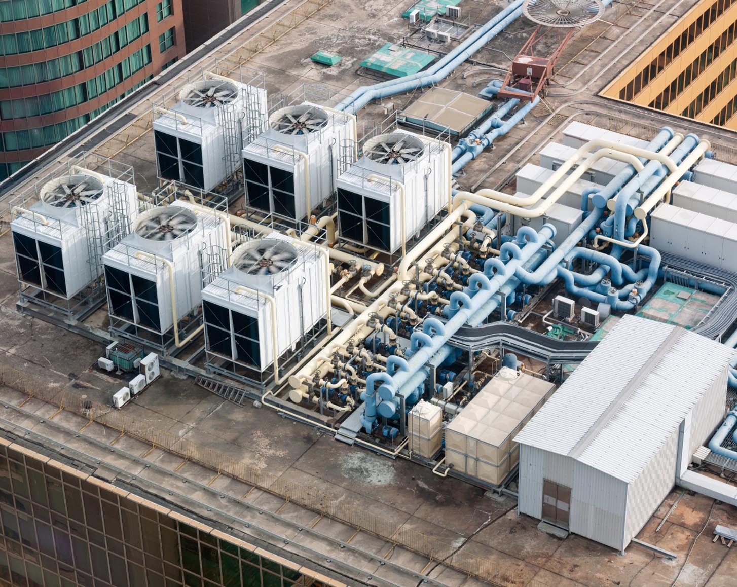 HVAC units on top of a building