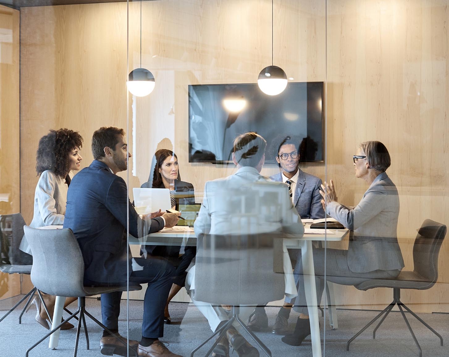 Businesspeople talking in a meeting room