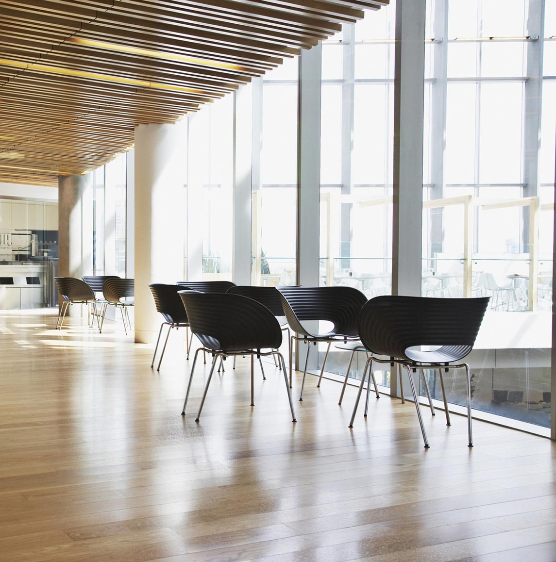 Chairs in an office cafeteria